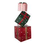 Clayre & Eef | Decoratie van opgestapelde Cadeautjes Rood Groen 36x36x90 cm | 5Y1400