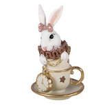 Clayre & Eef | Decoratie Konijn Wit Beige 8x8x14 cm | 6PR5971