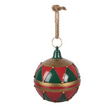 Clayre & Eef | Decoratie Kerstbal Rood Groen ø 31x36 cm | 6Y5985