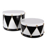 Clayre & Eef | Decoratie Trommel Wit Zwart (set 2) ø 37x26 / ø 32x17 cm | 6Y5989