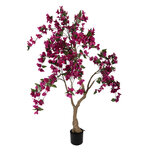 Clayre & Eef | Decoratie Bougainvillea boom paars Groen 100x100x150 cm | 5PL0219