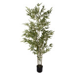 Clayre & Eef | Kunstplant Bamboe Groen Zwart 35x35x160 cm | 5PL0232