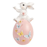 Clayre & Eef | Decoratie Konijn op ei Wit Roze 16x15x29 cm | 6PR5944