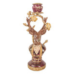 Clayre & Eef | Kandelaar Hert Paars Goudkleurig 14x11x31 cm | 6PR6041