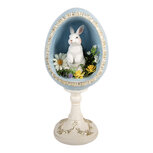 Clayre & Eef | Decoratie ei met konijn Wit Blauw 13x12x28 cm | 6PR6110