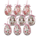 Clayre & Eef | Decoratie Hanger Ei (set 9) Roze Wit ø 5x8 cm | 66449