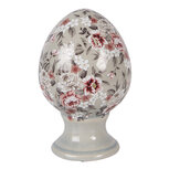 Clayre & Eef | Decoratie Ei op voet Grijs Roze ø 9x14 cm | 6CE2399S