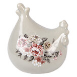 Clayre & Eef | Decoratie Kip Grijs Roze 12x11x13 cm | 6CE2400