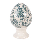 Clayre & Eef | Decoratie Ei op voet Beige Groen ø 9x14 cm | 6CE2405S