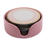 Clayre & Eef | Onderzetters voor Glazen Set van 8 Beige Roze ø 10x4 cm | 66444