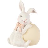 Dekoratief | Bunny zittend m/ei, wit, resina, LED, 11x10x15cm | A260857