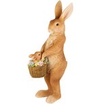 Dekoratief | Bunny m/baby in mandje, naturel, resina, 12x8x27cm | A260853