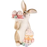 Dekoratief | Bunny staand m/gebakjes, naturel/roze, resina, 24x22x44cm | A260808