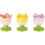 Dekoratief | Eierdopje tulp, roze/geel/paars, dolomiet, 5x5x7cm, set van 3 stuks | A260778