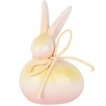 Dekoratief | Bunny m/bloempje/strikje, groen/roze/wit, dolomiet, 8x7x12cm | A260754