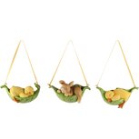 Dekoratief | Hanger kuiken/eendje/konijn, groen, resina, 12x6x6cm, set van 3 stuks | A260702
