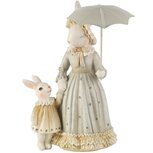 Dekoratief | Bunny mama m/kind m/paraplu, pastel, resina, 16x14x21cm | A260689