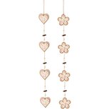 Dekoratief | Slinger m/harten/bloemen, hout, 84x8x1cm, set van 2 stuks | A260632