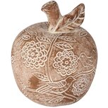 Dekoratief | Deco appel m/vogeltje, grijs, cement, 13x13x15cm | A260086