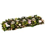 Dekoratief | Tafelstuk m/eitjes/bloemen, groen/roze/wit, pvc/glas, 39x13x7cm | A260827