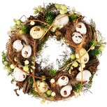 Dekoratief | Krans m/eitjes, naturel/wit, pvc, 28x28cm | A260824