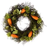 Dekoratief | Krans m/worteltjes/bunny's, groen/oranje, pvc, 32x32cm | A260820