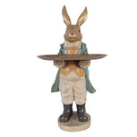 Clayre & Eef | Decoratie Konijn met schaal Goudkleurig Blauw 20x23x46 cm | 6PR5987