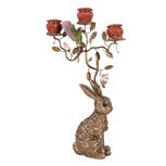 Clayre & Eef | Kandelaar Konijn Goudkleurig Rood 24x10x47 cm | 6PR6036