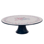 Clayre & Eef | Taartplateau op voet Beige Blauw ø 29x10 cm | 66436