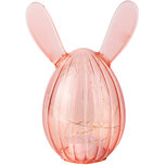 Dekoratief | Deco ei m/bunny oren, roze/transparant, glas, LED, 9x9x16cm | A260007