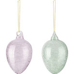 Dekoratief | Hanger ei 'Crackled', groen/paars, glas, 6x6x10cm, set van 2 stuks | A260004