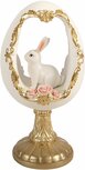 Clayre & Eef | Decoratie ei met konijn Wit Goudkleurig 12x11x22 cm | 6PR6106