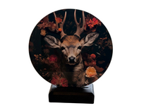 Glasschilderij hert bloemen met standaard ⌀ 18 cm | 768790 | Home Sweet Home