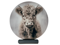 Glasschilderij schotse hooglander hang of staand met standaard ⌀ 30 cm | 494436 | Home Sweet Home