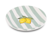 Ontbijtbord Fruity Citron – Gestreept - Groen/Wit – Aardewerk – ø 20cm - Dishes & Deco