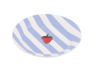 Ontbijtbord Fruity Strawberry – Paars/Wit gestreept – Aardewerk – ø 20 cm - Dishes & Deco