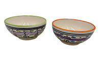 Dishes & Deco set van 2 schaaltjes - Jatte Nour Groen Oranje - Handbeschilderd Keramiek - ø 14 cm