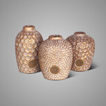 Brynxz Set van 3 Flesvazen Idylle Relief Jewel - Goudbruin - D.11 H.16-14-13