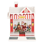Clayre & Eef | Muziekdoos Huis met LED Rood Wit 18x9x26 cm / 3xAA | 6PR6175