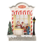 Clayre & Eef | Muziekdoos Huis met LED Wit Zilverkleurig 16x12x23 cm / 3xAA | 6PR6176