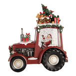 Clayre & Eef | Muziekdoos Tractor met LED Rood Zwart 21x13x25 cm / 3xAA | 6PR6182