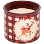 Dekoratief | Bloempot 'Hopping Deer', rood/wit, keramiek, 13x13x12cm | A269049