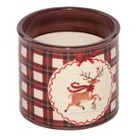 Dekoratief | Bloempot 'Hopping Deer', rood/wit, keramiek, 10x10x9cm | A269048
