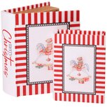 Dekoratief | Set 2 boekdozen 'Rocking Horse', hout/pvc, 22x17x6cm | A269010