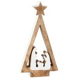 Dekoratief | Deco boom m/nativity, naturel/wit, hout/enamel, 12x3x23cm | A268226