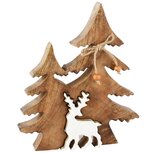 Dekoratief | Deco boom m/rendier puzzel, naturel/wit, hout/enamel, 16x3x20cm | A268219