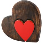 Dekoratief | Deco hart puzzel, bruin/rood, hout/enamel, 20x3x20cm | A268218