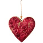 Dekoratief | Hanger hart 'Brushed', rood/naturel, hout/enamel, 12x2x12cm | A268209