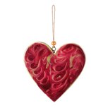 Dekoratief | Hanger hart 'Brushed', rood/naturel, hout/enamel, 10x2x10cm | A268208