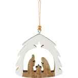 Dekoratief | Hanger kerststalfiguren, wit/naturel, hout/enamel, 12x2x11cm | A268207